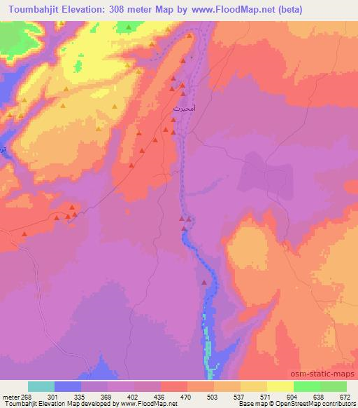 Toumbahjit,Mauritania Elevation Map