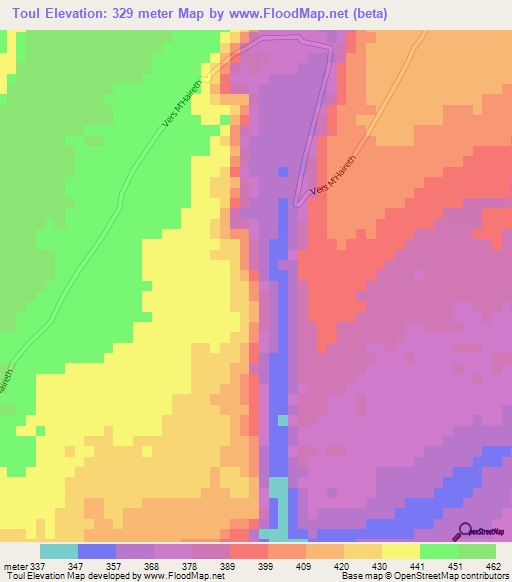 Toul,Mauritania Elevation Map