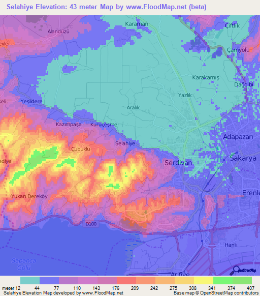 Selahiye,Turkey Elevation Map