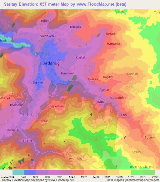 Saritay,Turkey Elevation Map