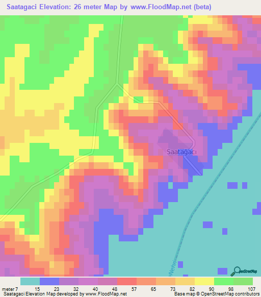 Saatagaci,Turkey Elevation Map
