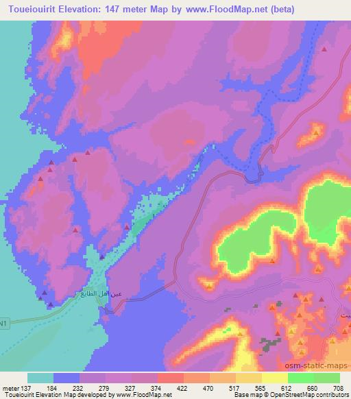 Toueiouirit,Mauritania Elevation Map