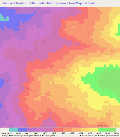 Kahiya,Zimbabwe Elevation Map