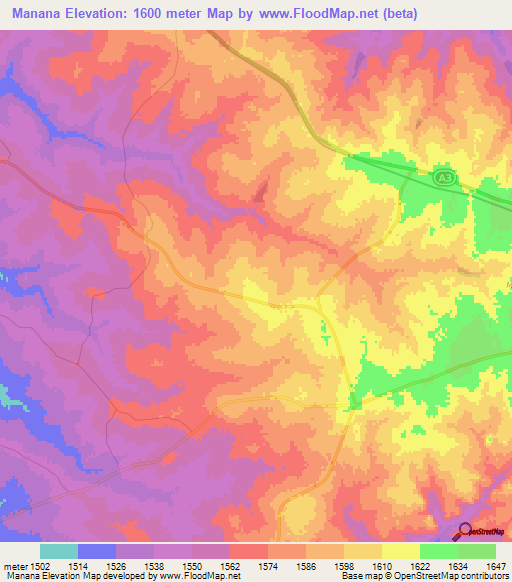 Manana,Zimbabwe Elevation Map