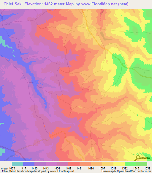Chief Seki,Zimbabwe Elevation Map
