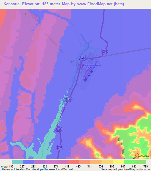 Kenaoual,Mauritania Elevation Map