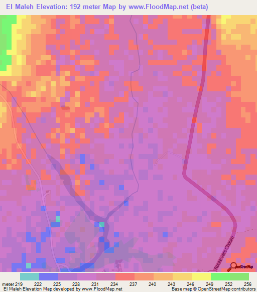 El Maleh,Mauritania Elevation Map