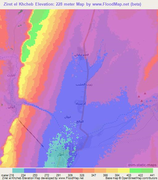Ziret el Khcheb,Mauritania Elevation Map