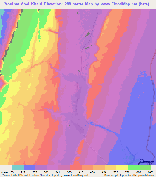 'Aouinet Ahel Khairi,Mauritania Elevation Map