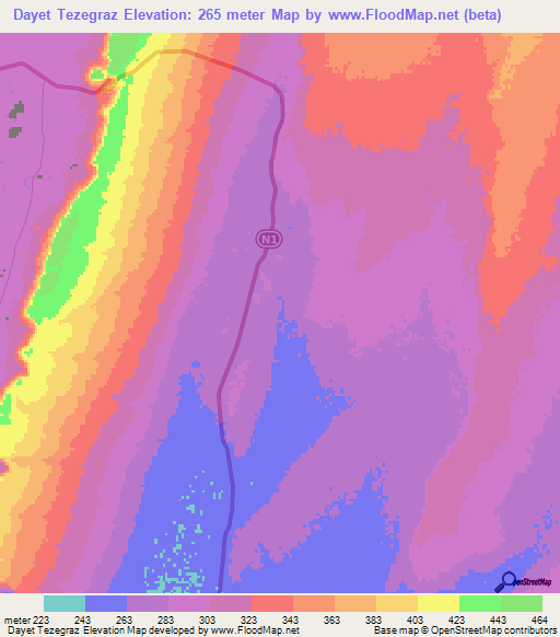 Dayet Tezegraz,Mauritania Elevation Map