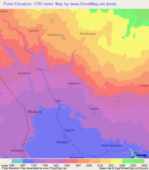 Polat,Turkey Elevation Map