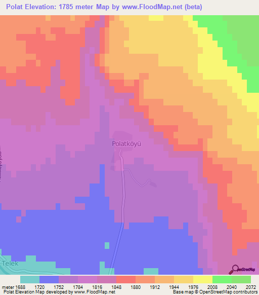 Polat,Turkey Elevation Map