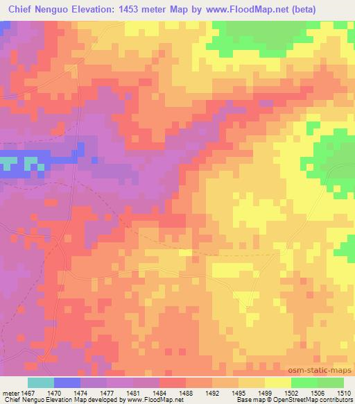 Chief Nenguo,Zimbabwe Elevation Map