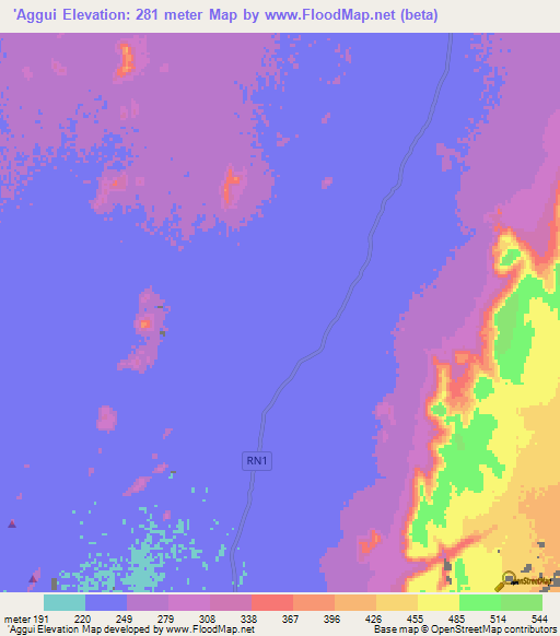 'Aggui,Mauritania Elevation Map
