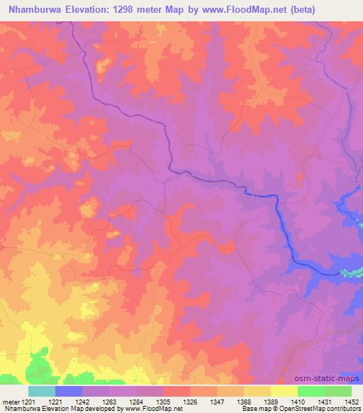 Nhamburwa,Zimbabwe Elevation Map