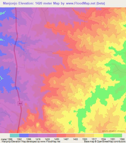 Manjonjo,Zimbabwe Elevation Map