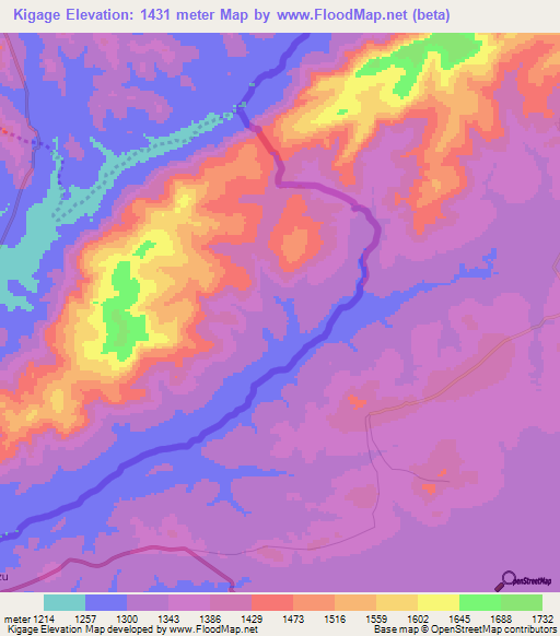 Kigage,Burundi Elevation Map
