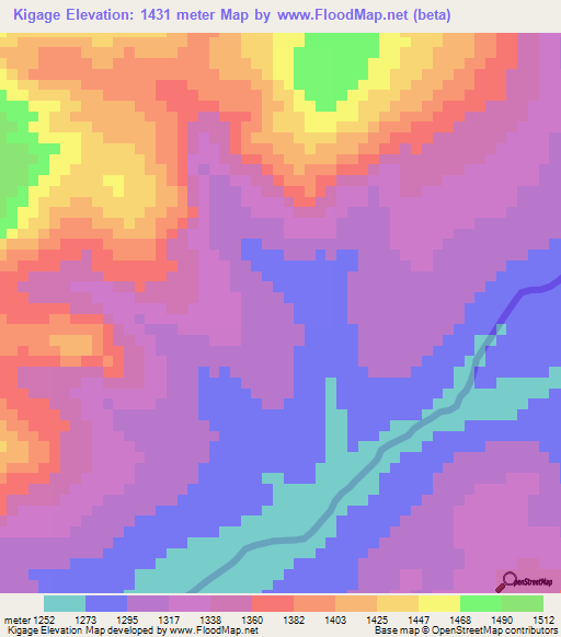 Kigage,Burundi Elevation Map