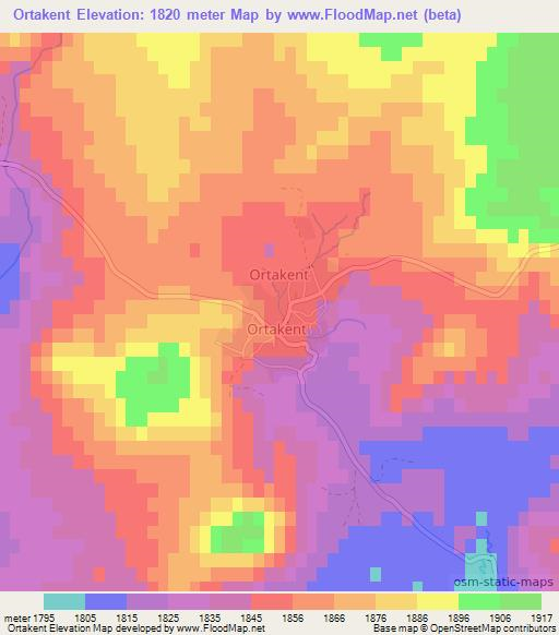 Ortakent,Turkey Elevation Map