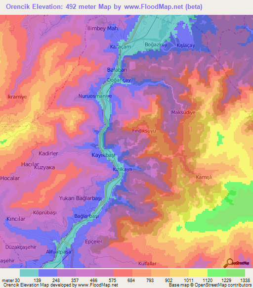 Orencik,Turkey Elevation Map