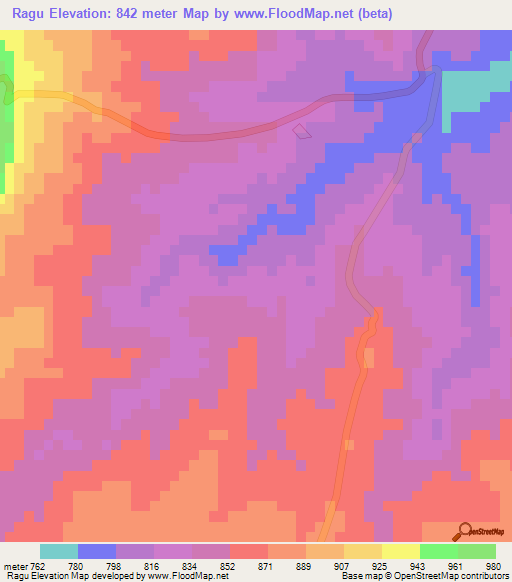 Ragu,Zimbabwe Elevation Map