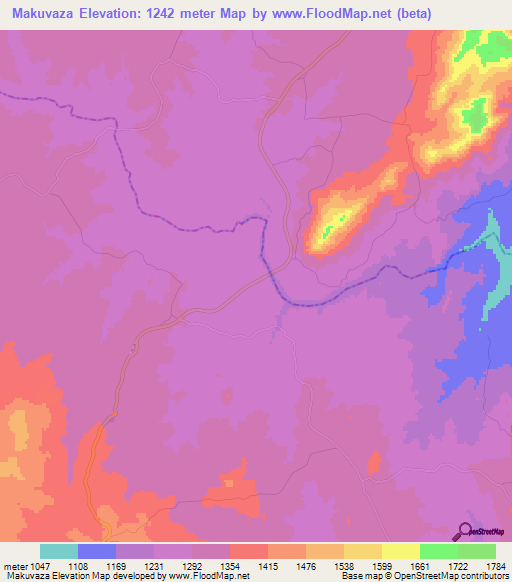 Makuvaza,Zimbabwe Elevation Map