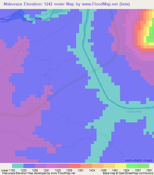 Makuvaza,Zimbabwe Elevation Map