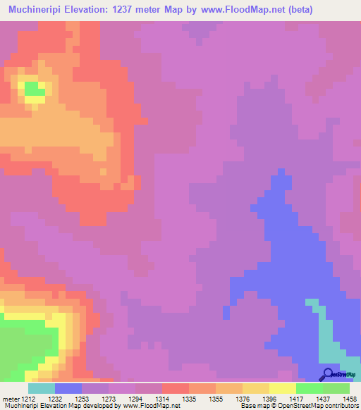 Muchineripi,Zimbabwe Elevation Map