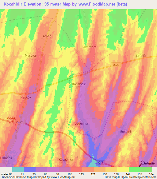 Kocahidir,Turkey Elevation Map