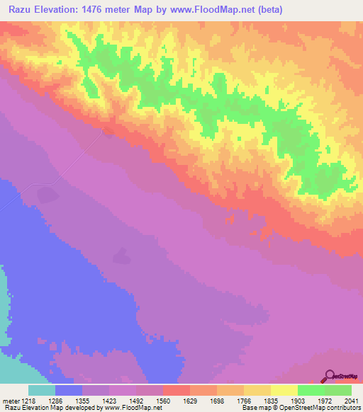 Razu,Iran Elevation Map