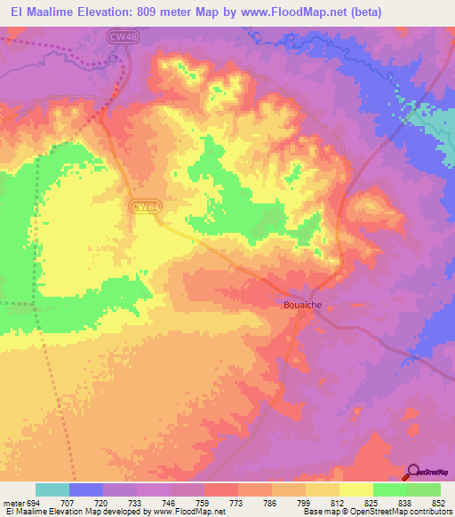 El Maalime,Algeria Elevation Map