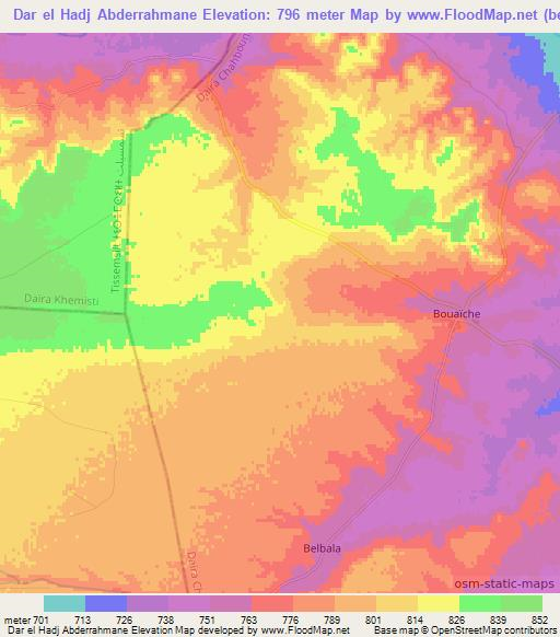 Dar el Hadj Abderrahmane,Algeria Elevation Map
