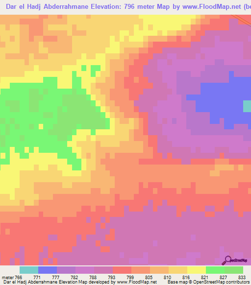 Dar el Hadj Abderrahmane,Algeria Elevation Map