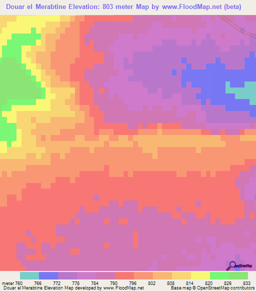 Douar el Merabtine,Algeria Elevation Map