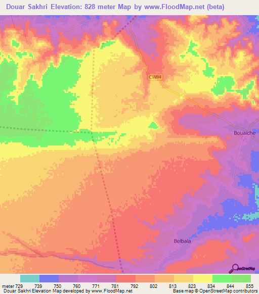 Douar Sakhri,Algeria Elevation Map