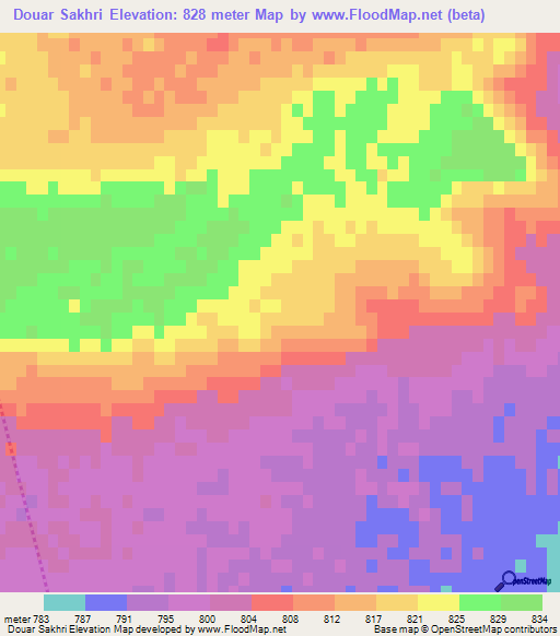 Douar Sakhri,Algeria Elevation Map