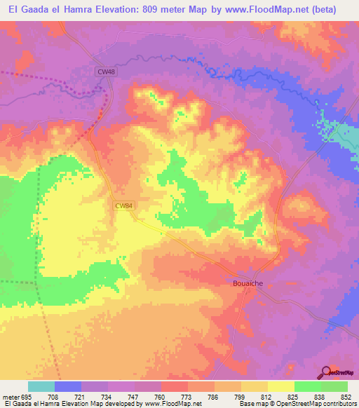 El Gaada el Hamra,Algeria Elevation Map