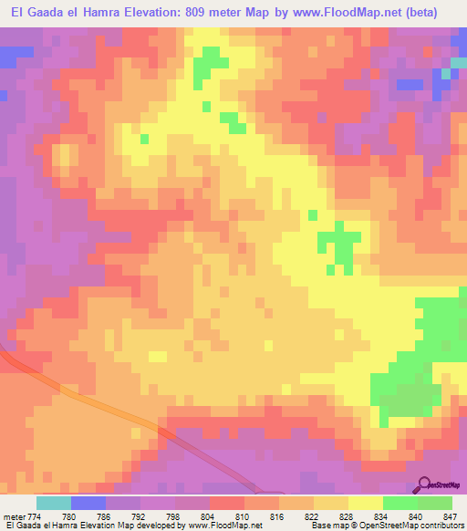 El Gaada el Hamra,Algeria Elevation Map