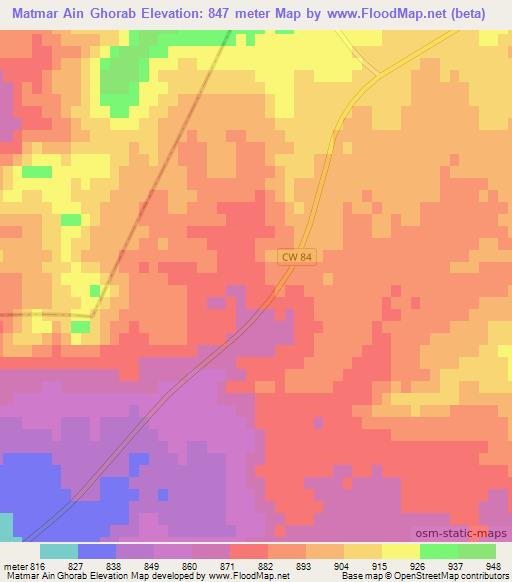 Matmar Ain Ghorab,Algeria Elevation Map