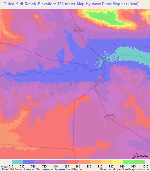 Ouled Sidi Rabah,Algeria Elevation Map