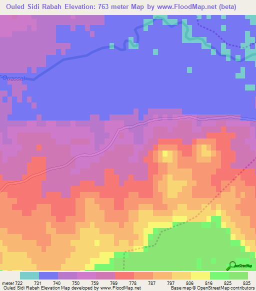 Ouled Sidi Rabah,Algeria Elevation Map