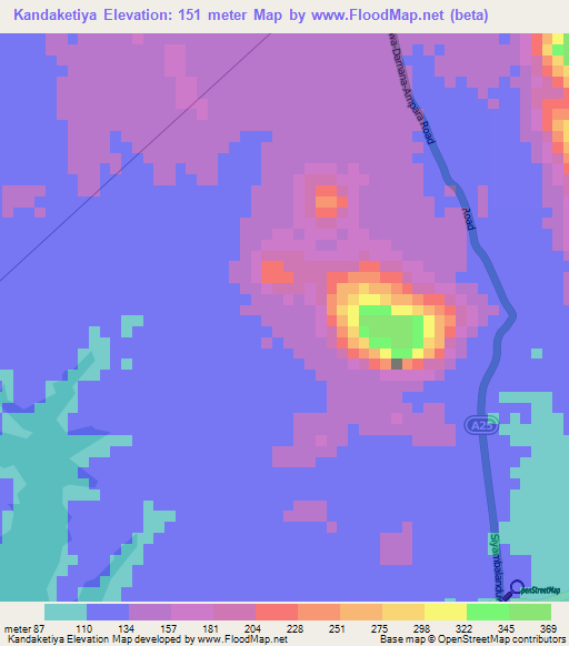 Kandaketiya,Sri Lanka Elevation Map