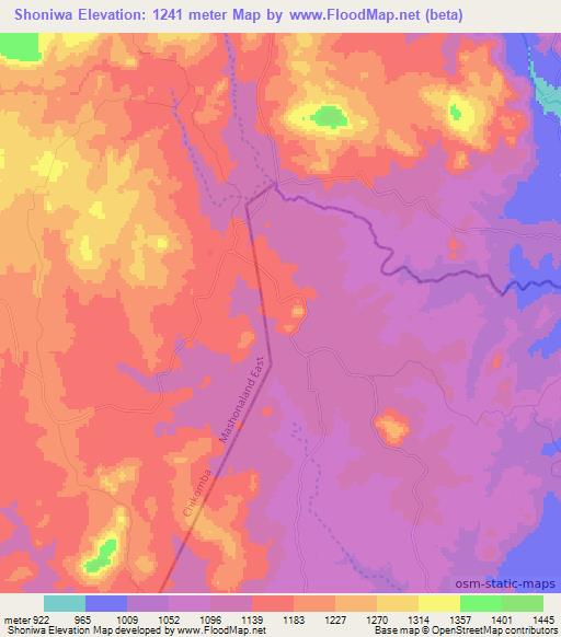 Shoniwa,Zimbabwe Elevation Map