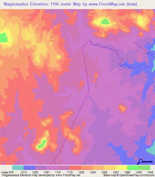Magarasadza,Zimbabwe Elevation Map
