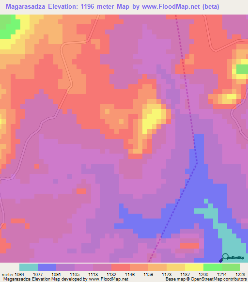 Magarasadza,Zimbabwe Elevation Map