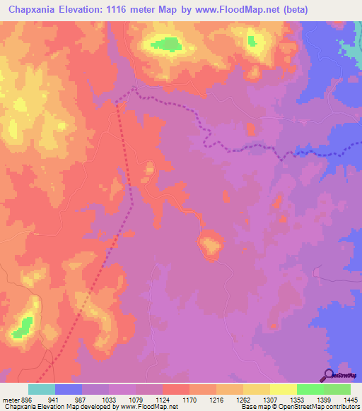Chapxania,Zimbabwe Elevation Map