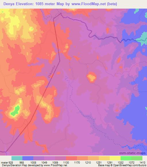 Denya,Zimbabwe Elevation Map