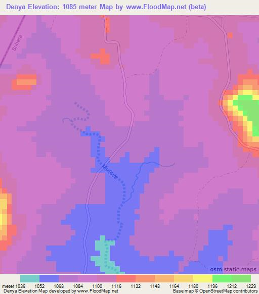 Denya,Zimbabwe Elevation Map