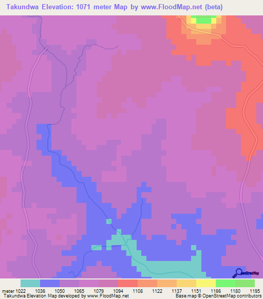 Takundwa,Zimbabwe Elevation Map