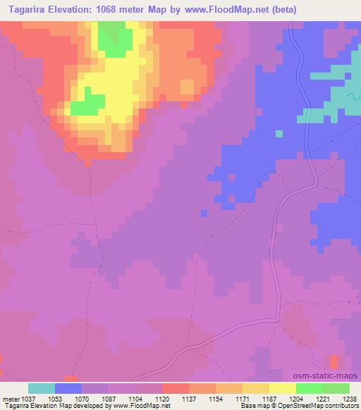 Tagarira,Zimbabwe Elevation Map